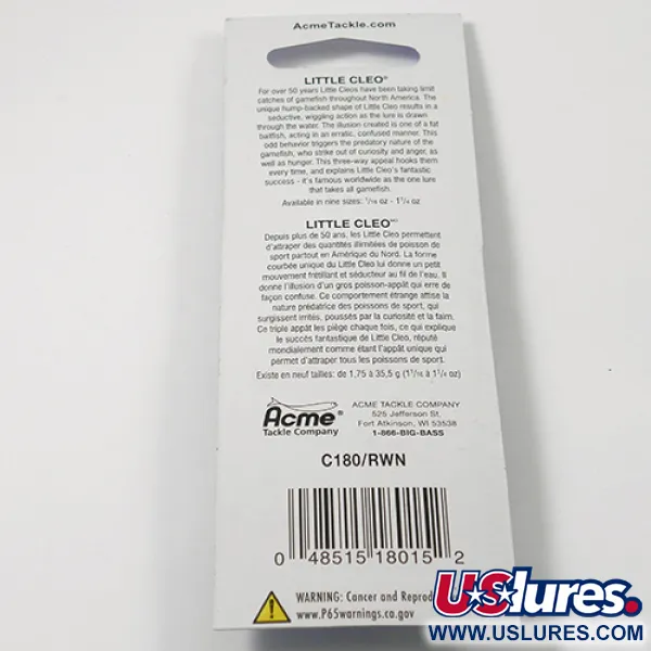 Acme Little Cleo Cuiller, Rouge / Blanc, 3.5g, Neuf sous blister, #2229