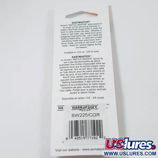 Acme Kastmaster Glow Cuillère, Red Glow, 2,36g, Laiton, #SW225/CGR