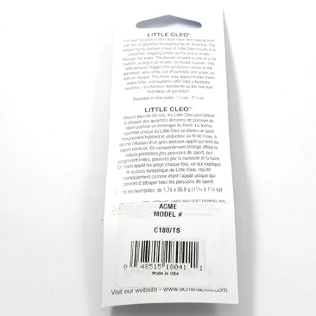 Acme Little Cleo Cuillère, Jaune/Orange/Nickel, 3,5g, Profil Bossu, #2713