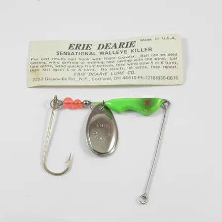 Erie Dearie Walleye Killer Cuillère, Nickel / Vert, 12g, #2234
