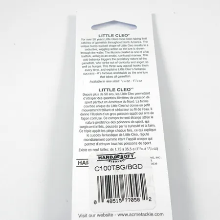 Acme Little Cleo Glow Cuiller, Nickel/Vert/Glow, 9,5g, UV, #2246