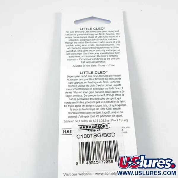 Acme Little Cleo Glow Cuiller, Nickel/Vert/Glow, 9,5g, UV, #2246