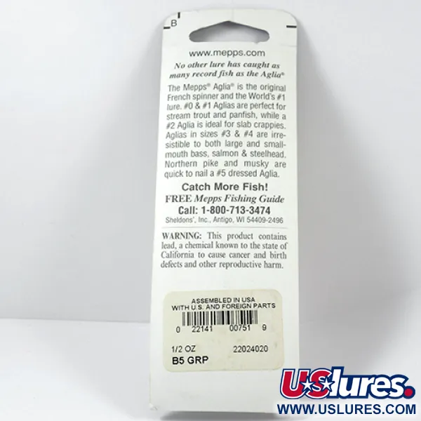 Mepps Aglia 5 Cuillère, Platinum Green, 14g, Gaine Attractante, #2281