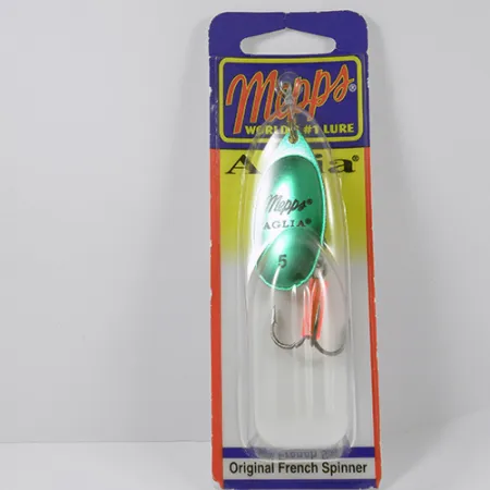 Mepps Aglia 5 Cuillère, Platinum Green, 14g, Gaine Attractante, #2281