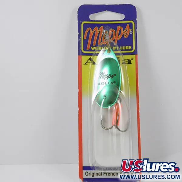 Mepps Aglia 5 Cuillère, Platinum Green, 14g, Gaine Attractante, #2281