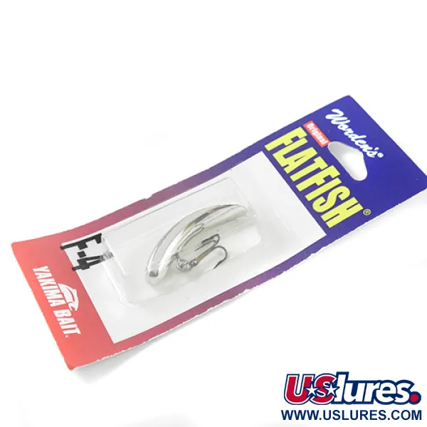 Yakima Bait FlatFish F4 Poisson nageur, Argent, 4cm, Traîne, #2288