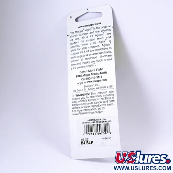 Mepps Aglia 4 Cuiller tournante, Bleu Platine, 9g, Axe inox, #2298