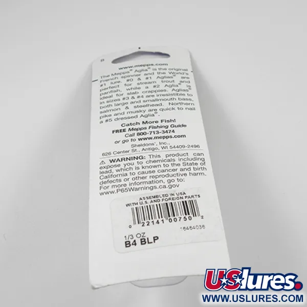 Mepps Aglia 4 Platinum Cuiller, Bleu Platine, 9g, Palette Ongle, #2361