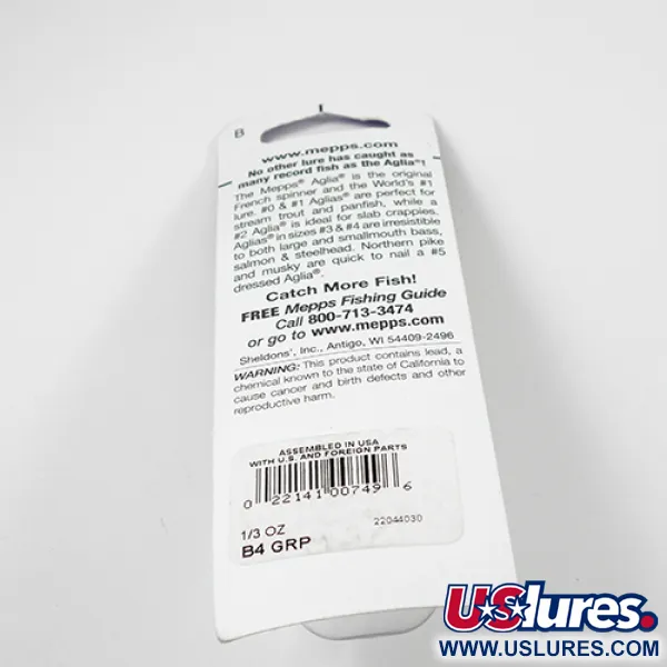 Mepps Aglia 4 Platinum Cuiller, Platinum Green, 9g, Montage USA, #2362