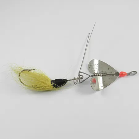 Cuillère Blue Fox, Nickel/Jaune/Bucktail, 14g, Anti-herbe, #2393