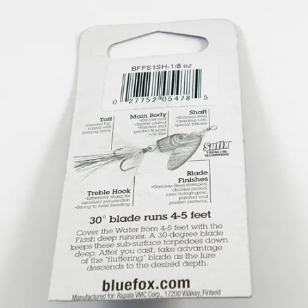 Blue Fox Flash Deep Runner Cuiller, Argent/Arc-en-ciel, 4g, #2409