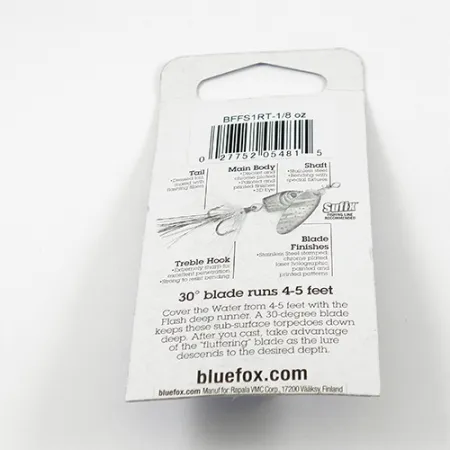 Blue Fox Flash Deep Runner Cuillère, Trout, 4g, Hameçon plumé, #2413