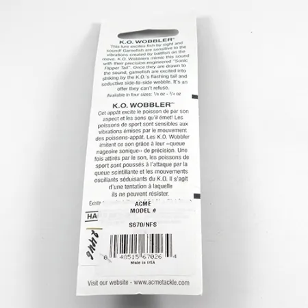 Acme K.O. Wobbler UV Cuillère, Nickel/UV Orange, 14g, Réactif UV, #2446