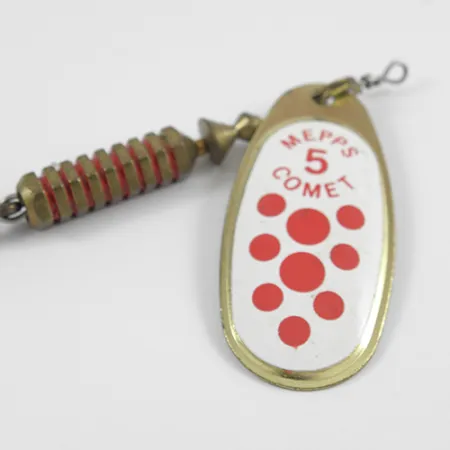 Mepps Comet 5 Dressed Cuiller, Blanc/Rouge/Laiton, 13g, Hameçon amovible #2567