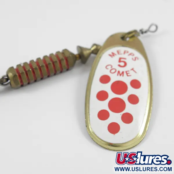 Mepps Comet 5 Dressed Cuiller, Blanc/Rouge/Laiton, 13g, Hameçon amovible #2567