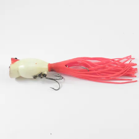 Fred Arbogast Hula Popper Leurre Surface, Rouge/Blanc, 8g, Jupe, #2577
