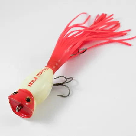 Fred Arbogast Hula Popper Leurre Surface, Rouge/Blanc, 8g, Jupe, #2577