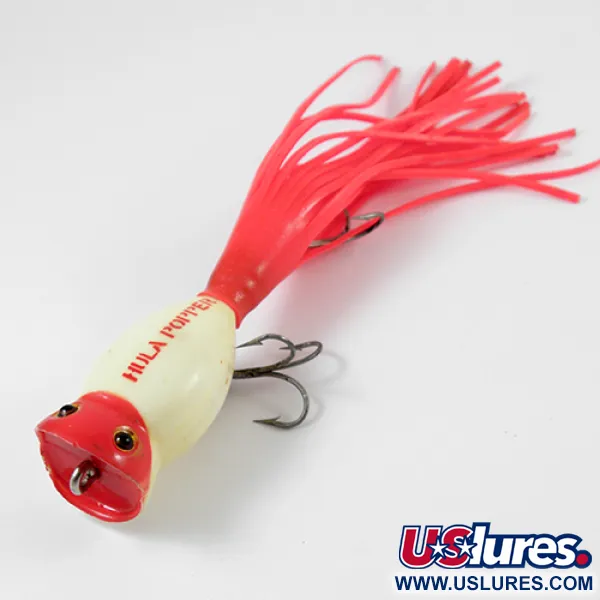 Fred Arbogast Hula Popper Leurre Surface, Rouge/Blanc, 8g, Jupe, #2577
