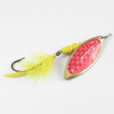 Mepps Aglia Long 4 Cuillère, Rouge/Jaune/Laiton, 17g, Pompon, #2591