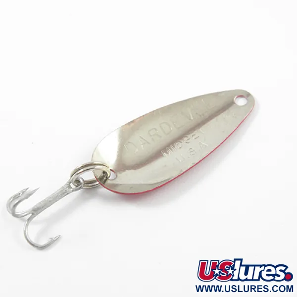 Cuillère Dardevle Midget Trout, Rouge/Blanc/Nickel, 2.5g, #2614