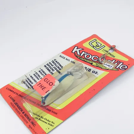 Luhr Jensen Krocodile Die #3 Glow Cuillère, Blanc/Bleu, 14g, #2803