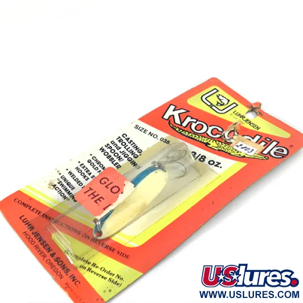 Luhr Jensen Krocodile Die #3 Glow Cuillère, Blanc/Bleu, 14g, #2803