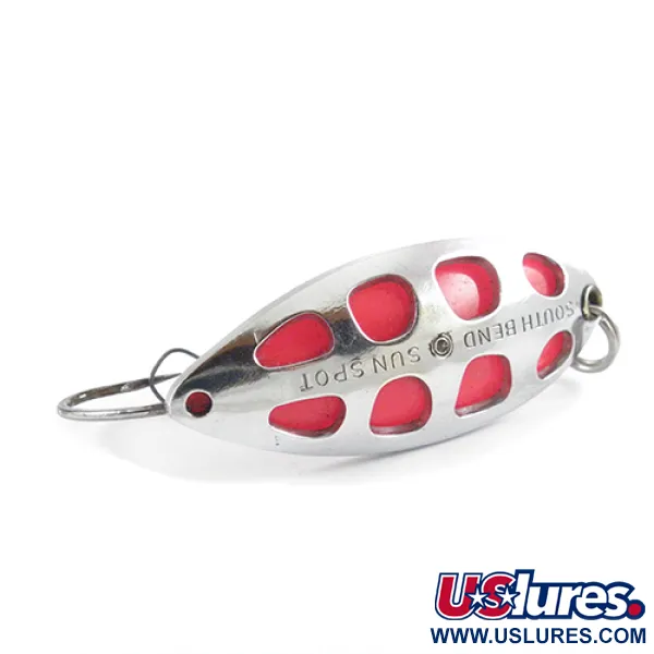 South Bend Sun Spot Cuillère, Nickel / Rouge, 14g, anti-herbe, #2807