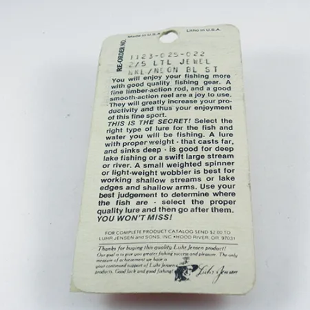 Luhr Jensen Little Jewel Cuillère, Nickel/Bleu, 14g, Vintage, #2883