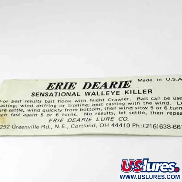 Erie Dearie Walleye Killer Cuiller, Nickel / Vert, 9g, USA, #2991