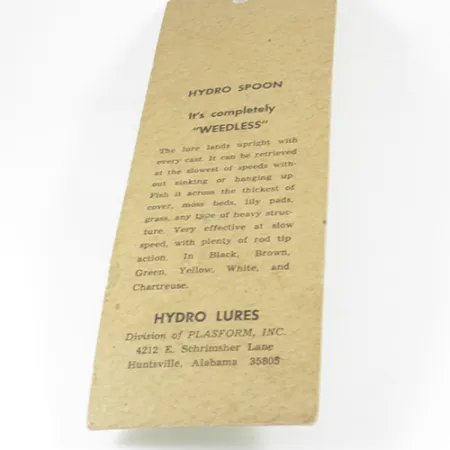 Hydro Lures Weedless Hydro Spoon Cuillère, Blanc/Vert, 17g, #3074