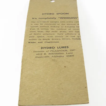 Hydro Lures Weedless Hydro Spoon, Jaune, 14g, Anti-herbe, #9312