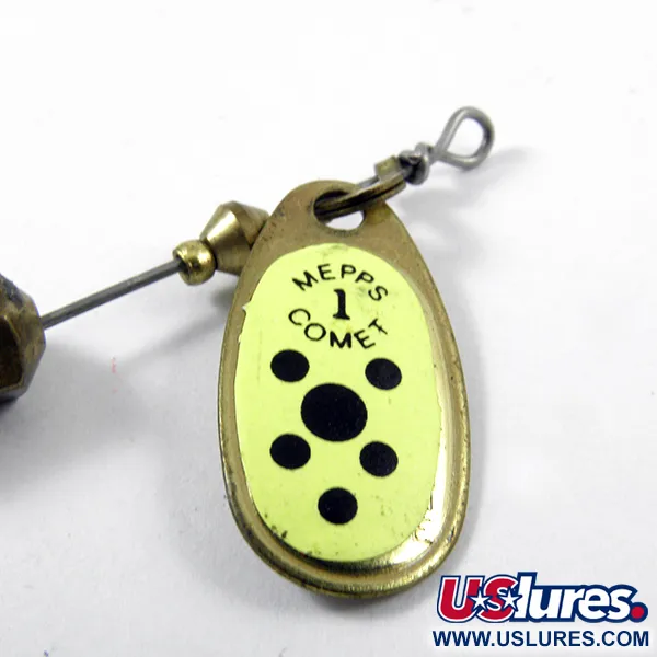 Mepps Comet 1 Cuiller, Laiton / Jaune, 3,5g, Trailer amovible, #3169