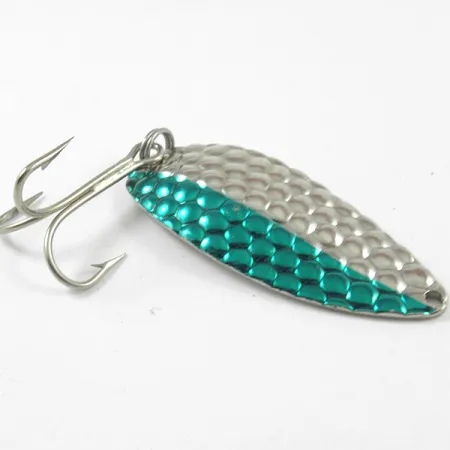 Acme Little Cleo Cuillère, Nickel / Vert, 21g, Martelée, #3203