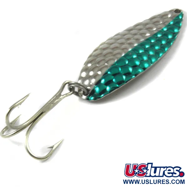 Acme Little Cleo Cuillère, Nickel / Vert, 21g, Martelée, #3203