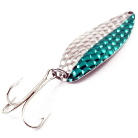 Acme Little Cleo Cuillère, Nickel / Vert, 21g, Martelée, #3203