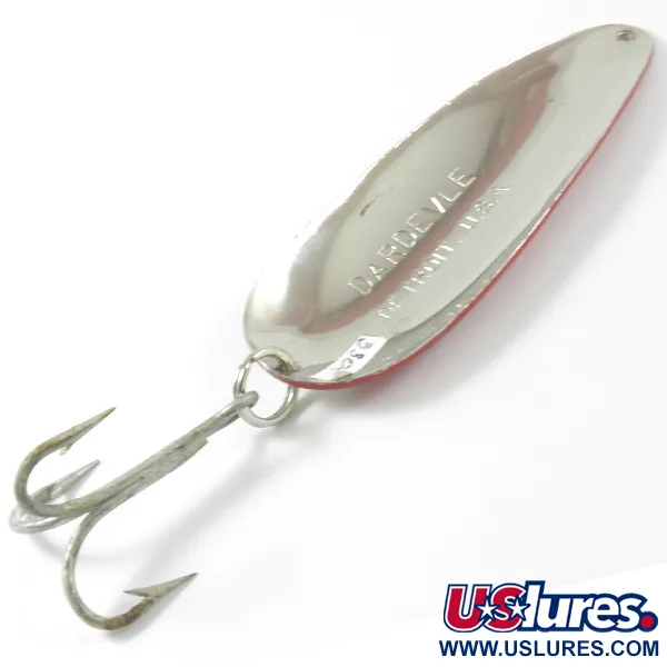 Eppinger Dardevle Cuillère, Rouge/Blanc/Nickel, 28g, Rayures, #3307