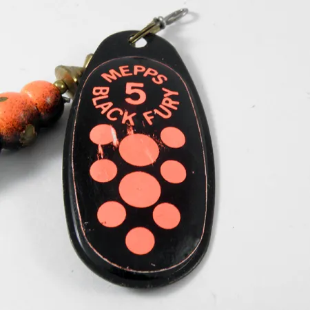 Mepps Black Fury 5 Cuiller, Noir/Rouge Fluo, 14g, Triple Doré, #3576