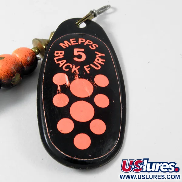 Mepps Black Fury 5 Cuiller, Noir/Rouge Fluo, 14g, Triple Doré, #3576