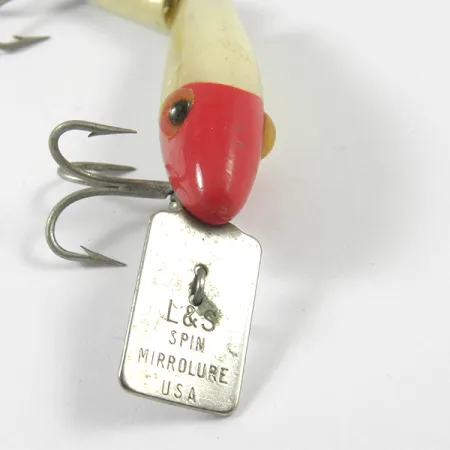 MirrOlure Jointed Bait, Rouge / Blanc, 4g, Bavette Métallique, #3588