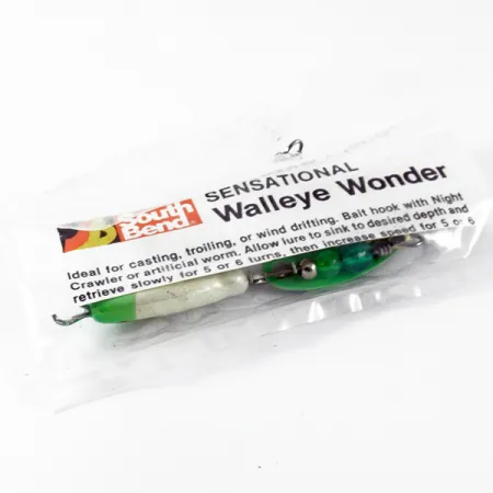 South Bend Walleye Wonder 3 Spinner, Vert-Blanc, 17g, Hameçon doré, #3697