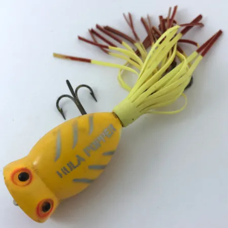 Fred Arbogast Hula Popper Leurre Surface, Yellow, 8g, Jupe, #3798