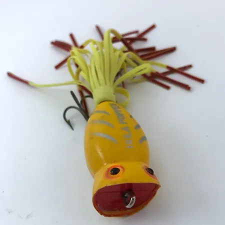 Fred Arbogast Hula Popper Leurre Surface, Yellow, 8g, Jupe, #3798
