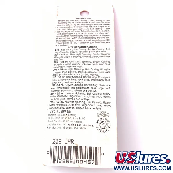 Worden’s Original Rooster Tail Cuillère, Argent, 3.54g, Hackle, #3929