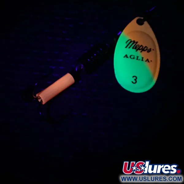 Mepps Aglia 3 UV Cuiller, Jaune/Orange/Or UV, 7g, Fluorescent, #3983