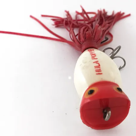 Fred Arbogast Hula Popper Leurre Surface, Rouge/Blanc, 8g, Jupe, #4166