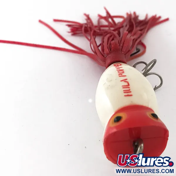 Fred Arbogast Hula Popper Leurre Surface, Rouge/Blanc, 8g, Jupe, #4166