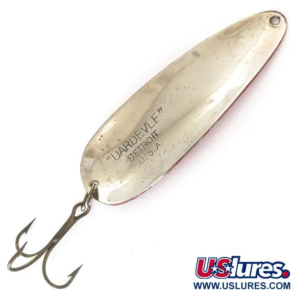 Cuillère Eppinger Dardevle, Rouge/Blanc/Nickel, 28g, Logo Diable, #4200