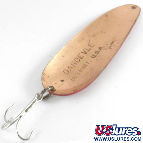 Eppinger Dardevle Cuillère, Rouge/Blanc/Cuivre, 28g, Dos Cuivre, #4308