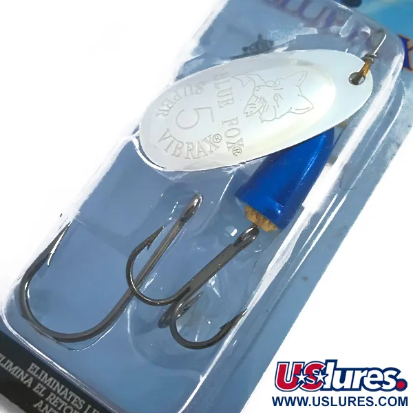 Blue Fox Super Vibrax 5 Cuiller, Argent/Bleu, 13g, Hameçons VMC, #4591