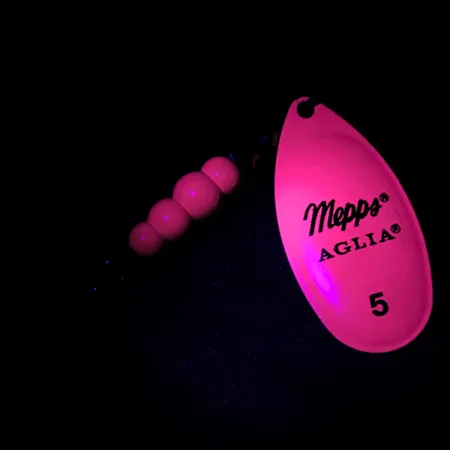 Mepps Aglia 5 Hot Pink UV Cuiller, Rose/Laiton, 14g, UV Fluos, #4752